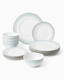12 piece white textured fine bone china dinnerware set with four dinner plates, four side plates and four bowls