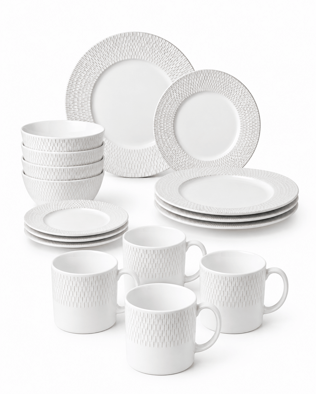 White Textured Bone China Dinnerware Set