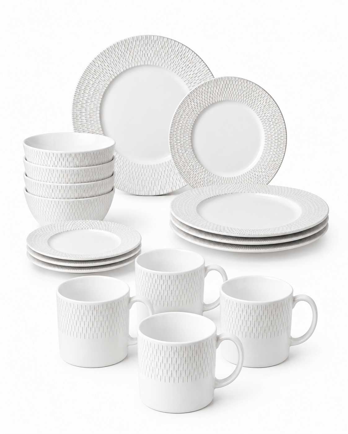 White Textured Bone China Dinnerware Set