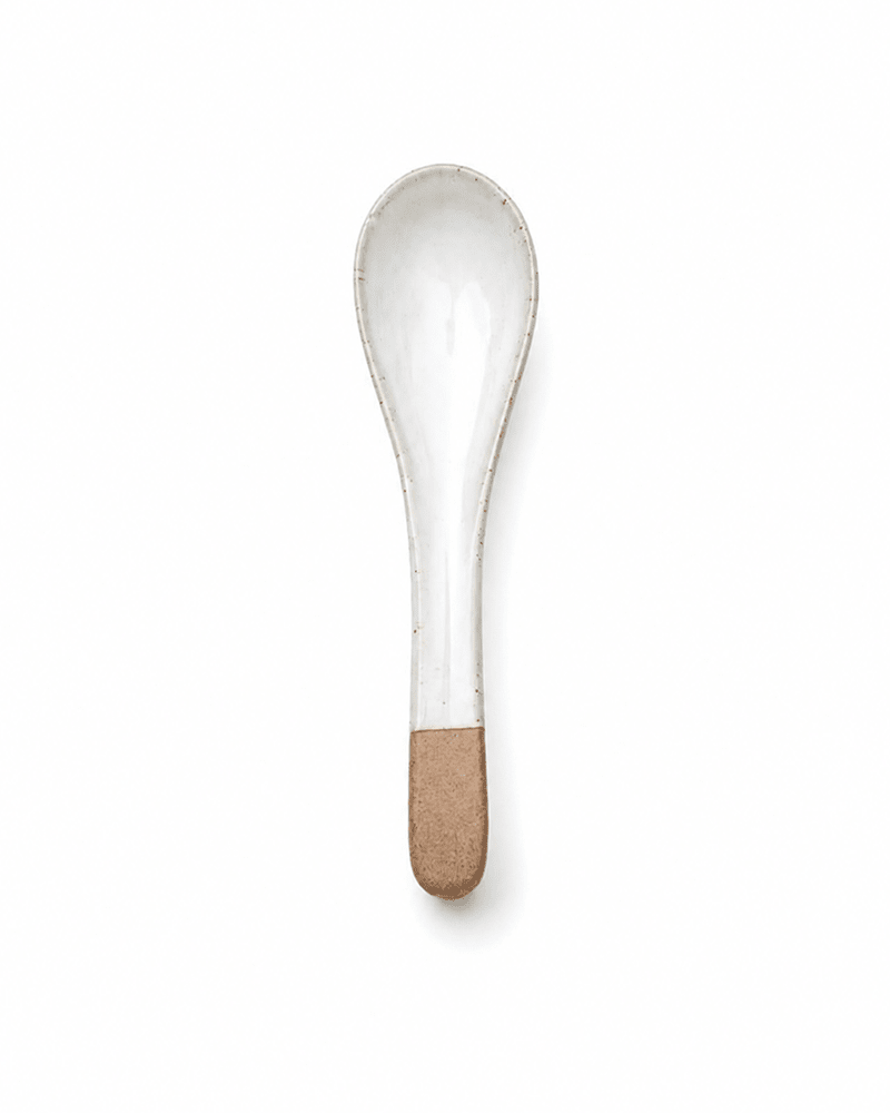 Handmade Ceramic Ramen Spoon with Natural Clay Handle Secondary image