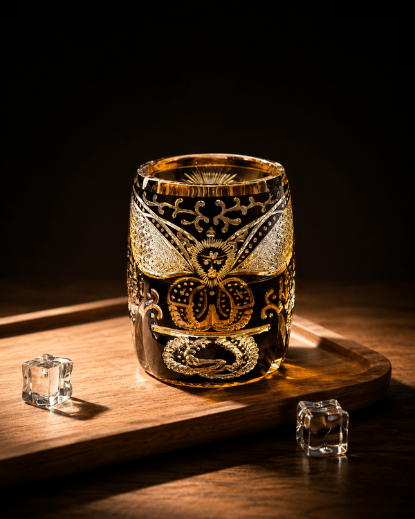Edo Kiriko Black Wukong – Monkey King Whisky Glass with Leather Box