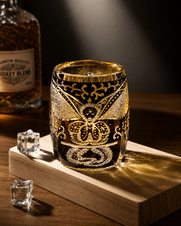 Edo Kiriko Black Wukong – Monkey King Whisky Glass with Leather Box