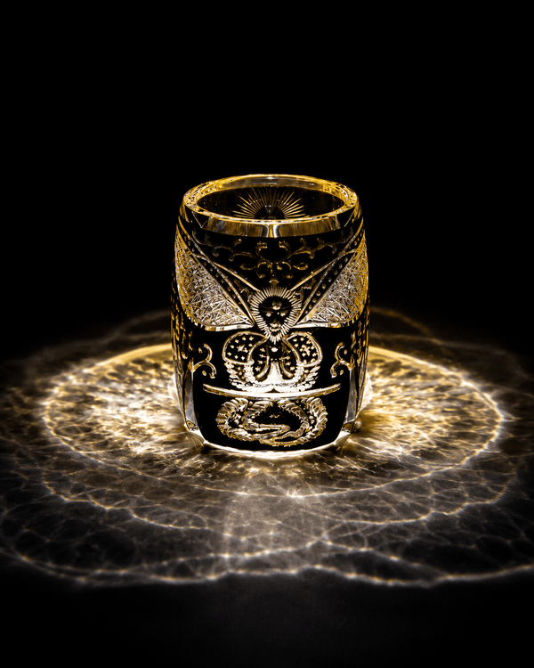 Edo Kiriko Black Wukong – Monkey King Whisky Glass with Leather Box