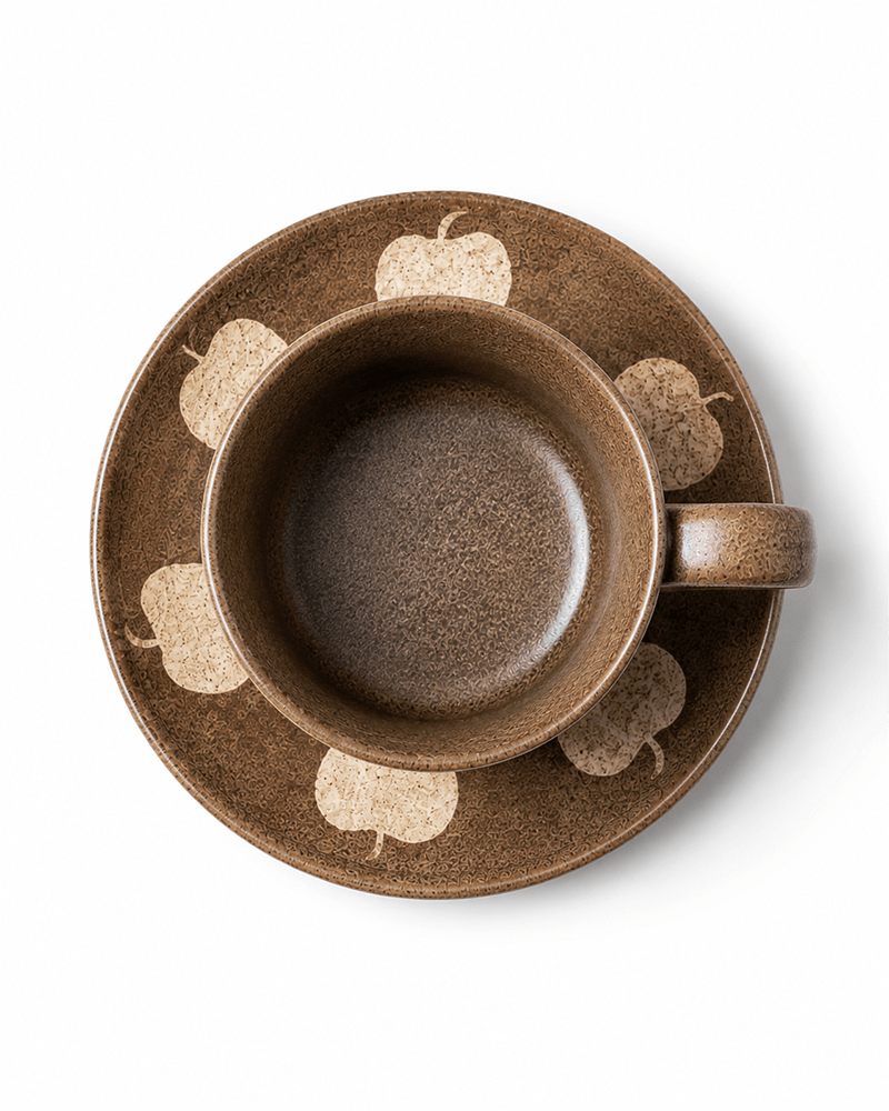 Brown Apple Pattern Handmade Ceramic Cup & Saucer Set Secondary image