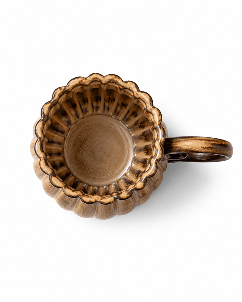 Handmade Brown Stoneware Coffee Mug with Curled Handle – 310ml Reactive Glaze Ceramic Cup Secondary image