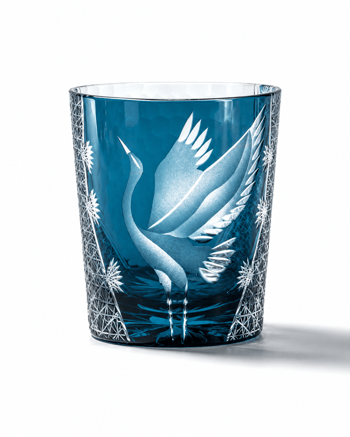 Edo Kiriko Handcrafted Soaring Crane Whisky Glass With Leather Box Main image