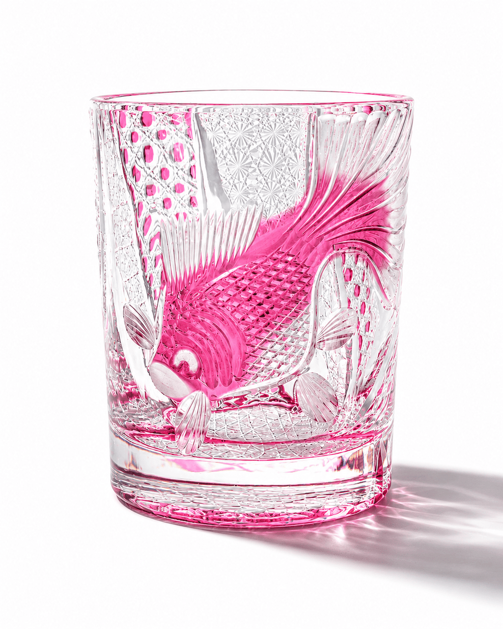 Edo Kiriko Handcrafted Lucky Koi Whisky Glass with Leather Box