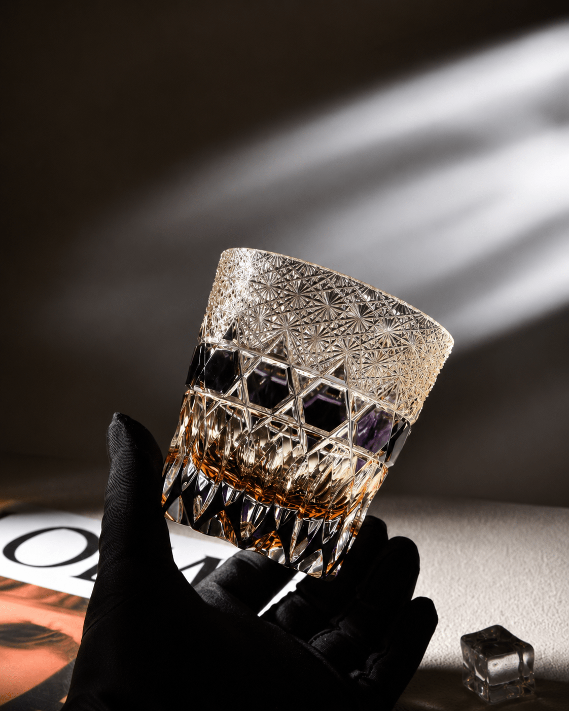 Edo Kiriko Handcrafted Fluorite Whisky Glass With Leather Box