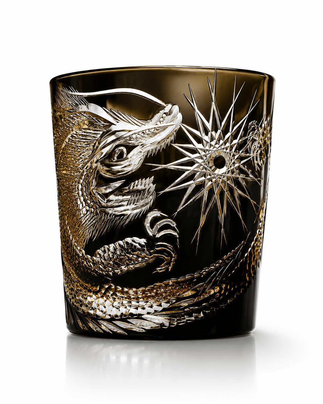 Edo Kiriko Handcrafted Soaring Dragon Whisky Glass With Leather Box Main image