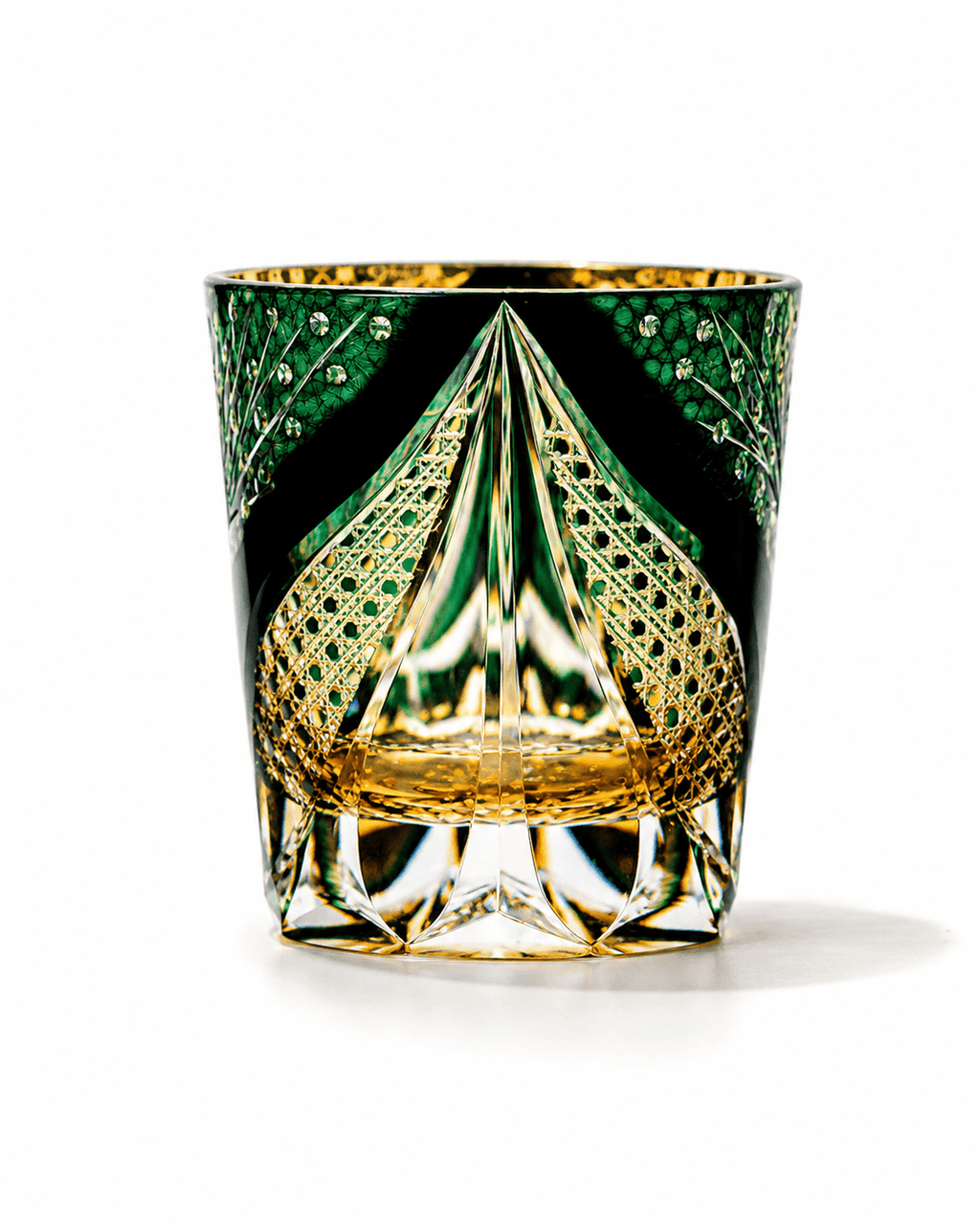 Edo Kiriko Handcrafted Green Serpent Whisky Glass With Leather Box