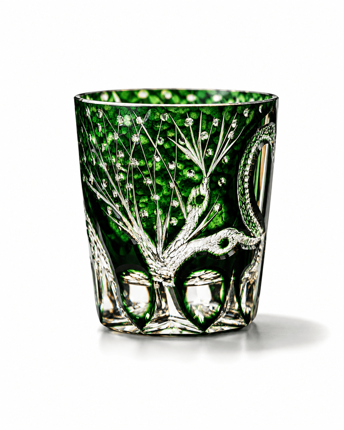 Edo Kiriko Handcrafted Green Serpent Whisky Glass With Leather Box Secondary image