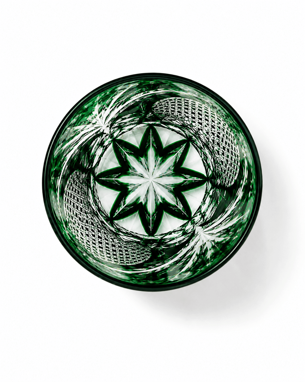 Edo Kiriko Handcrafted Green Serpent Whisky Glass With Leather Box