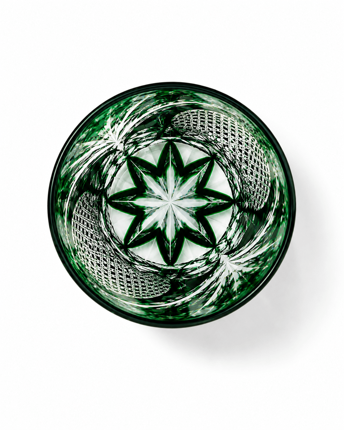 Edo Kiriko Handcrafted Green Serpent Whisky Glass With Leather Box