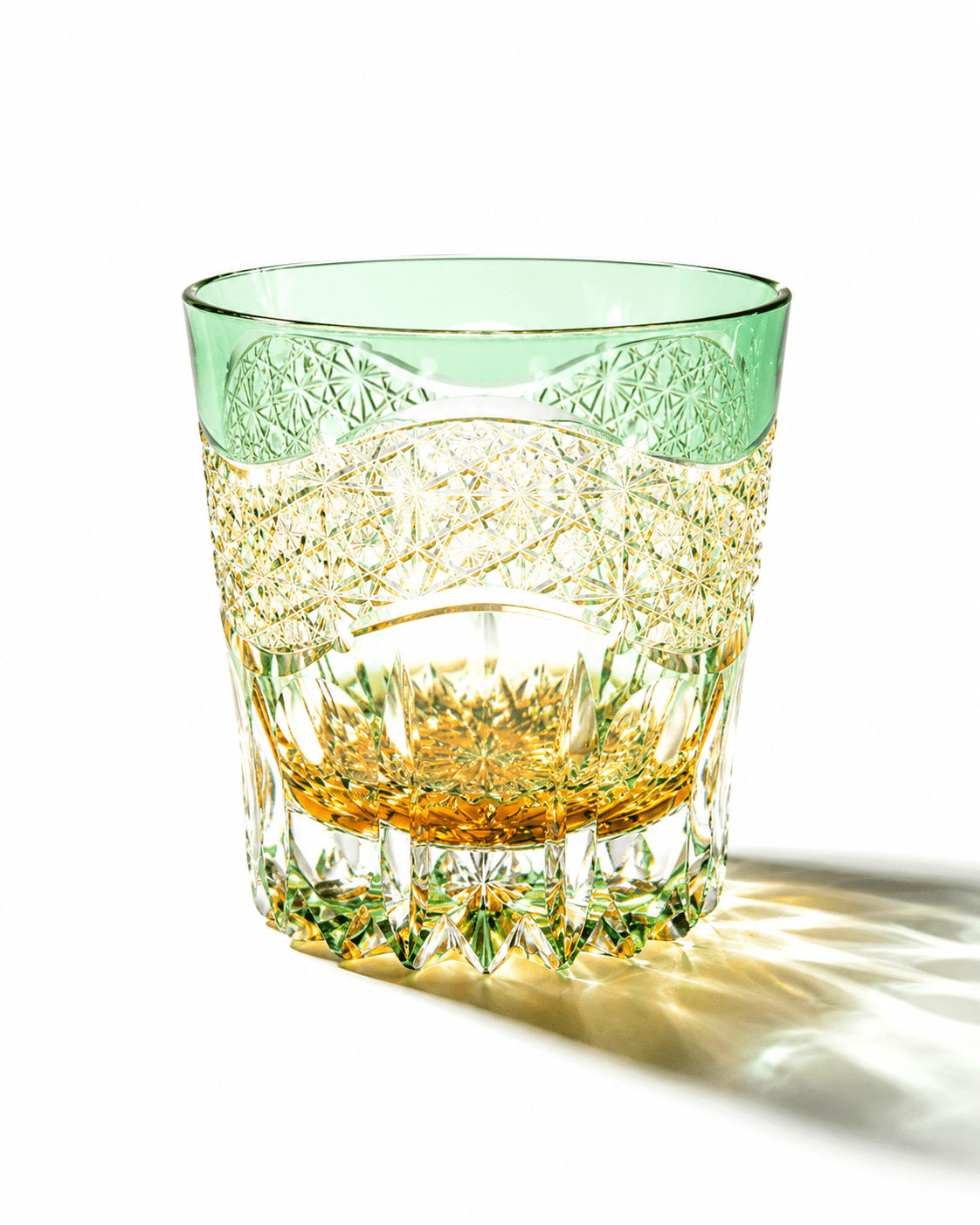 Edo Kiriko Handcrafted Emerald Prism Whisky Glass With Leather Box Secondary image