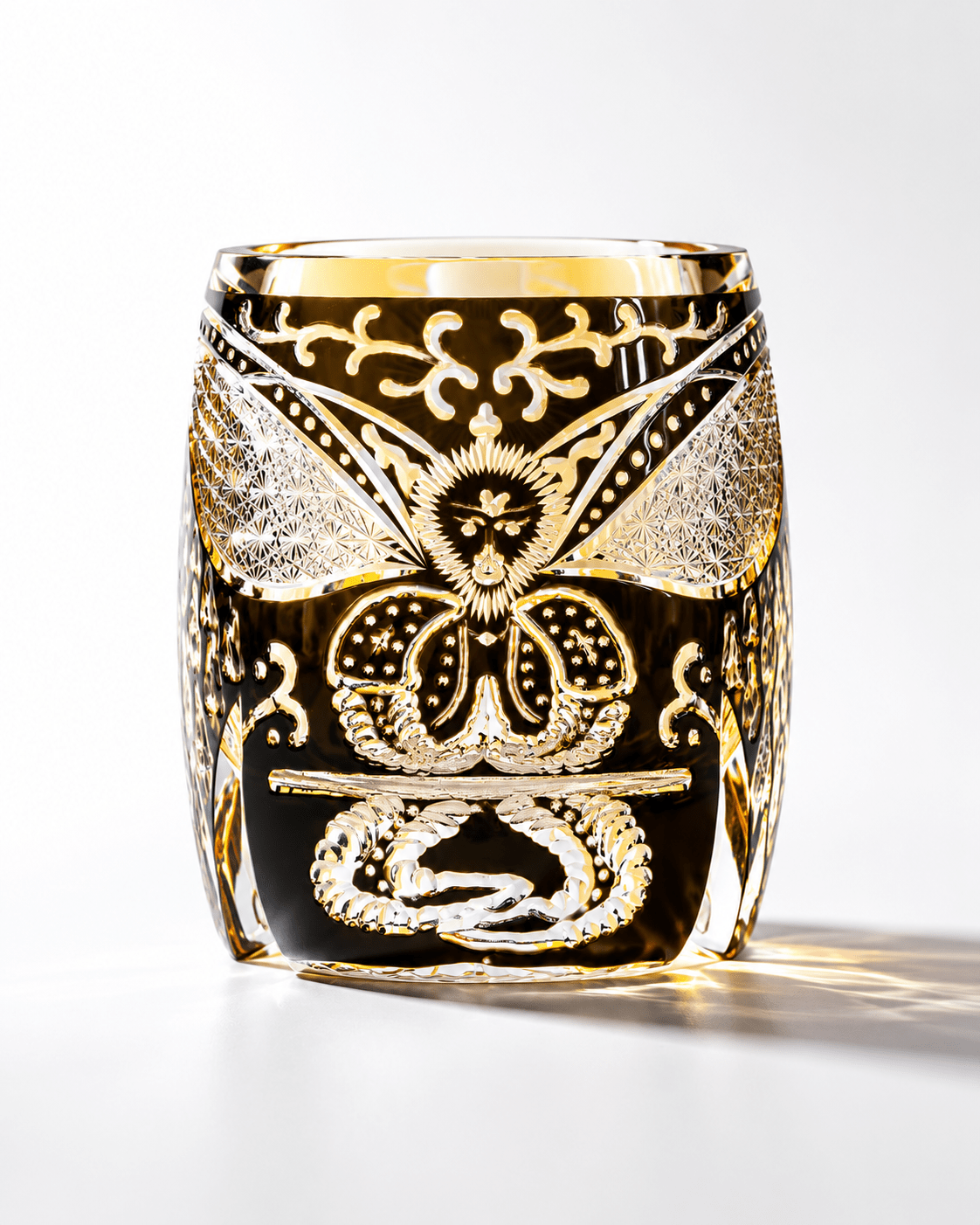 Edo Kiriko Black Wukong – Monkey King Whisky Glass with Leather Box