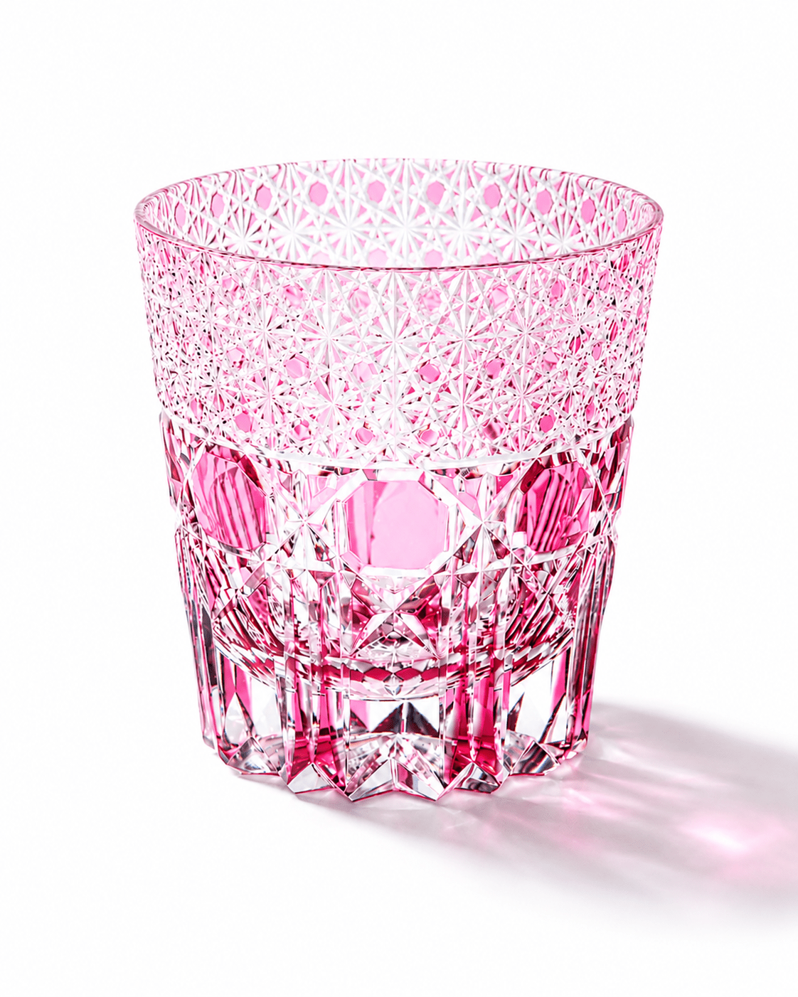 Edo Kiriko Handcrafted Rose Fluorite Whisky Glass With Leather Box Main image