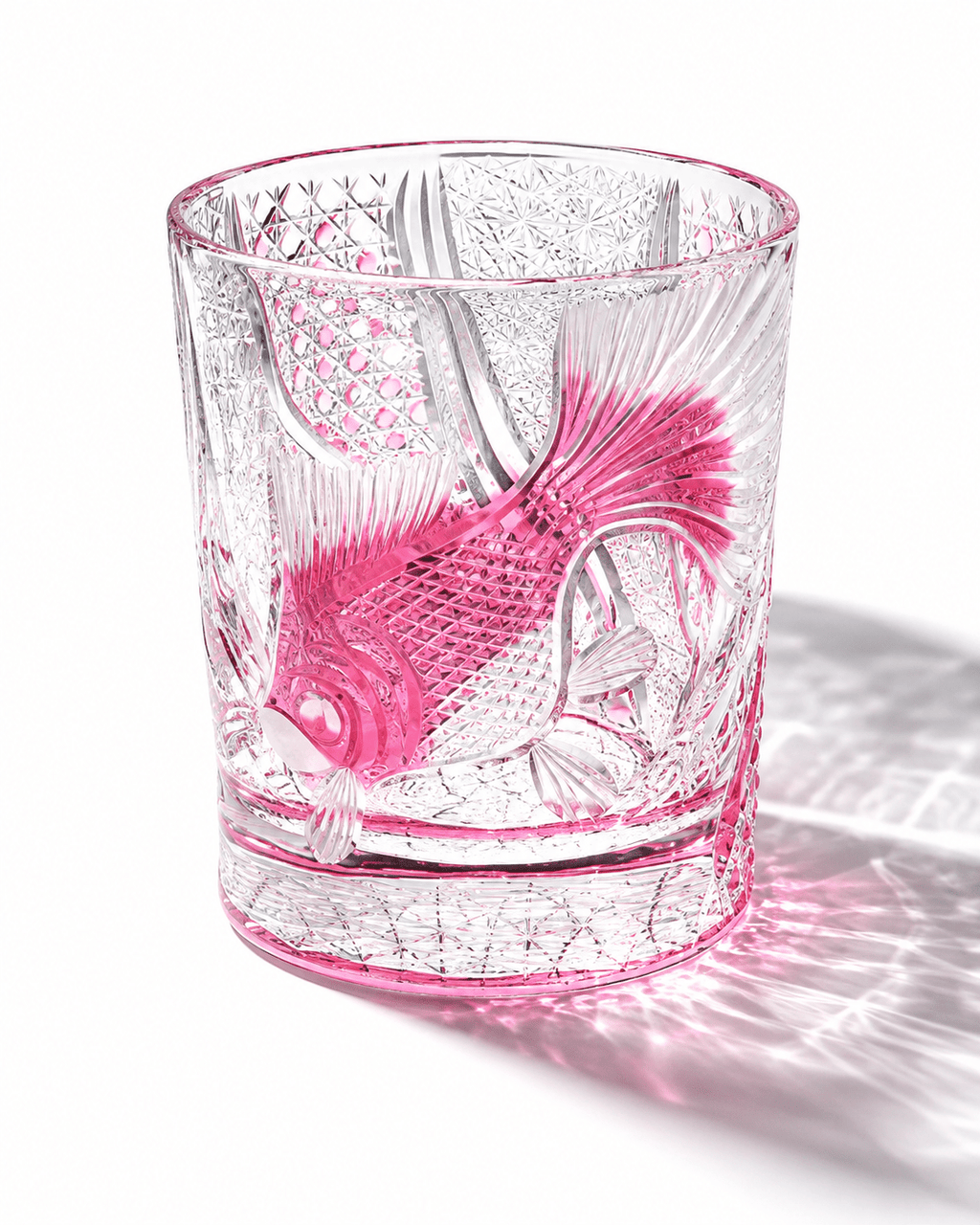 Edo Kiriko Handcrafted Lucky Koi Whisky Glass with Leather Box