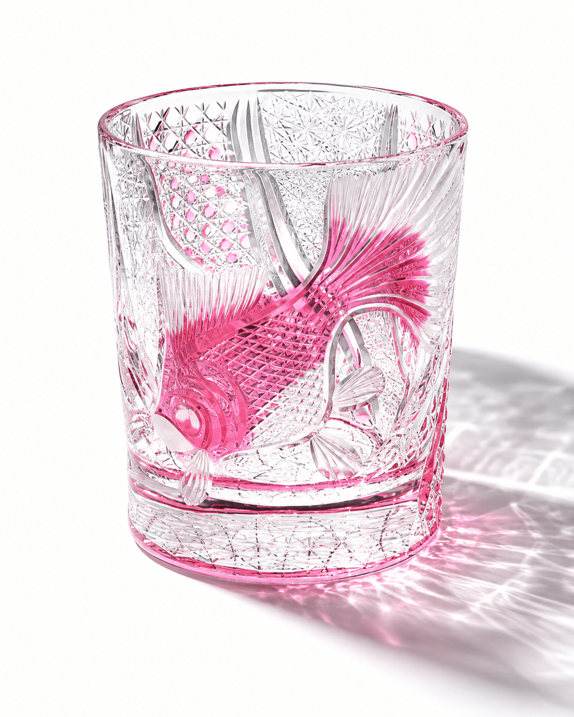 Edo Kiriko Handcrafted Lucky Koi Whisky Glass with Leather Box