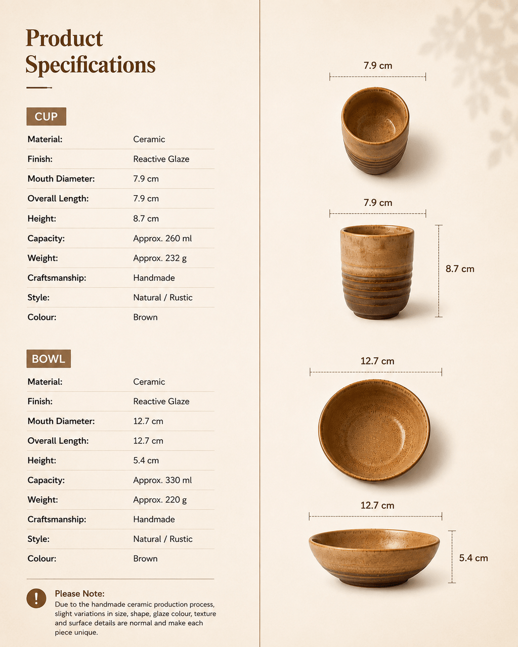 handmade-brown-reactive-glaze-ceramic-cup-bowl-specifications