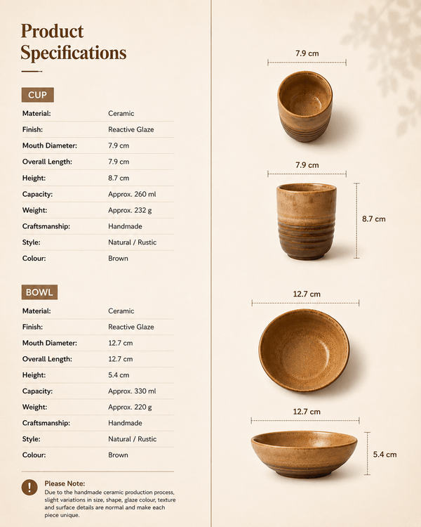 handmade-brown-reactive-glaze-ceramic-cup-bowl-specifications