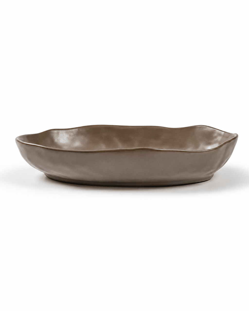 handmade-coffee-brown-ceramic-serving-platter-side-view