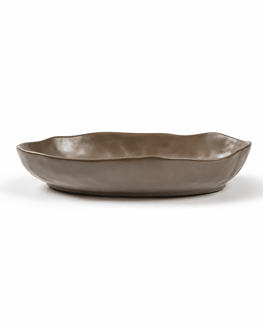 handmade-coffee-brown-ceramic-serving-platter-side-view