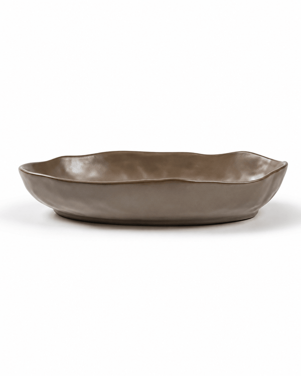handmade-coffee-brown-ceramic-serving-platter-side-view