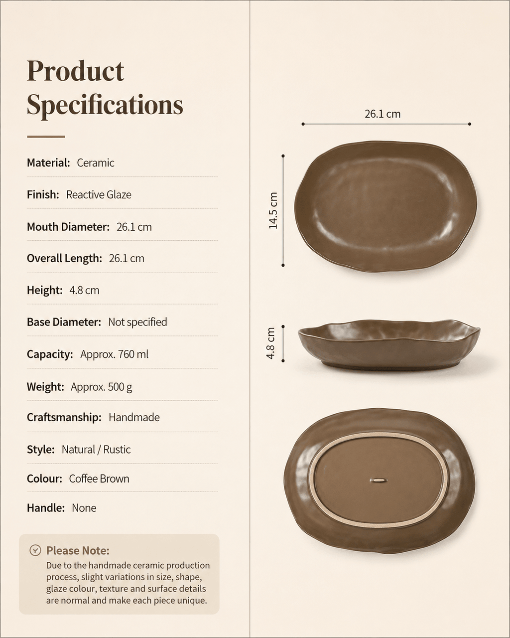 handmade-coffee-brown-ceramic-serving-platter-specifications