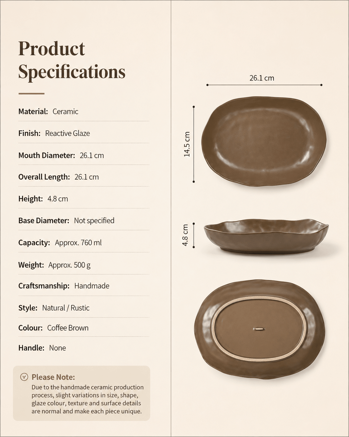 handmade-coffee-brown-ceramic-serving-platter-specifications