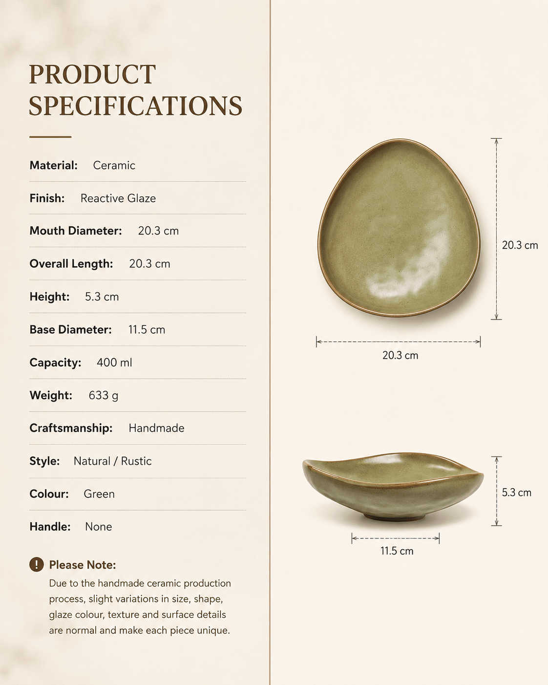 handmade-green-organic-reactive-glaze-ceramic-pasta-bowl-specifications