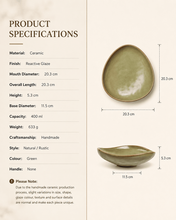 handmade-green-organic-reactive-glaze-ceramic-pasta-bowl-specifications