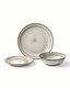Handmade off white reactive glaze ceramic dinnerware set with 10.7 inch dinner plate, 8 inch salad plate and 7 inch bowl
