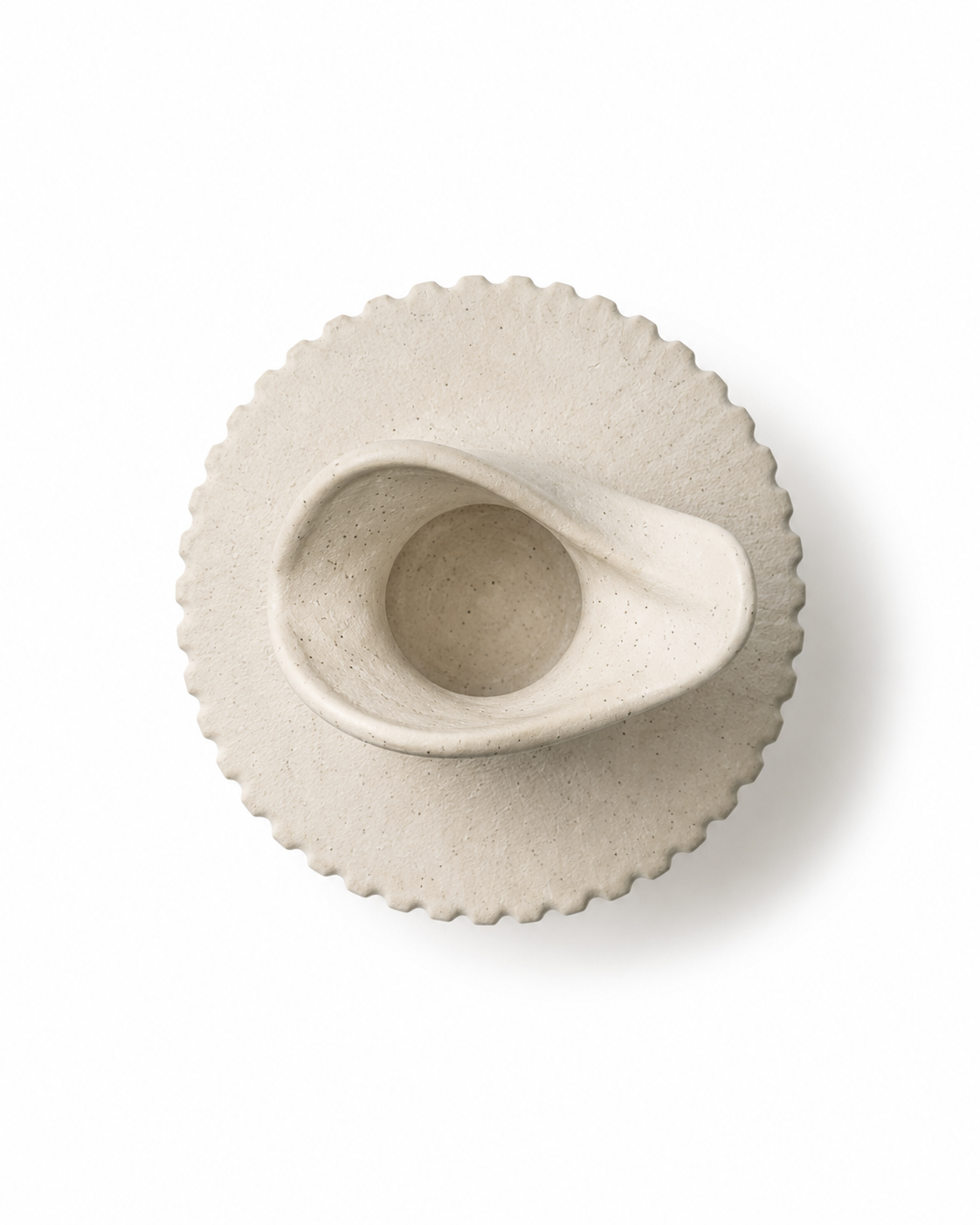 Handmade Off-White Ribbed Stoneware Vase Secondary image