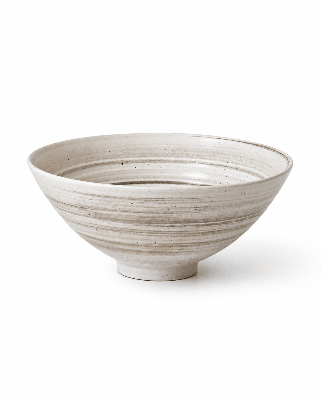 Handmade cream speckled stoneware serving bowl with wheel-thrown texture Main image