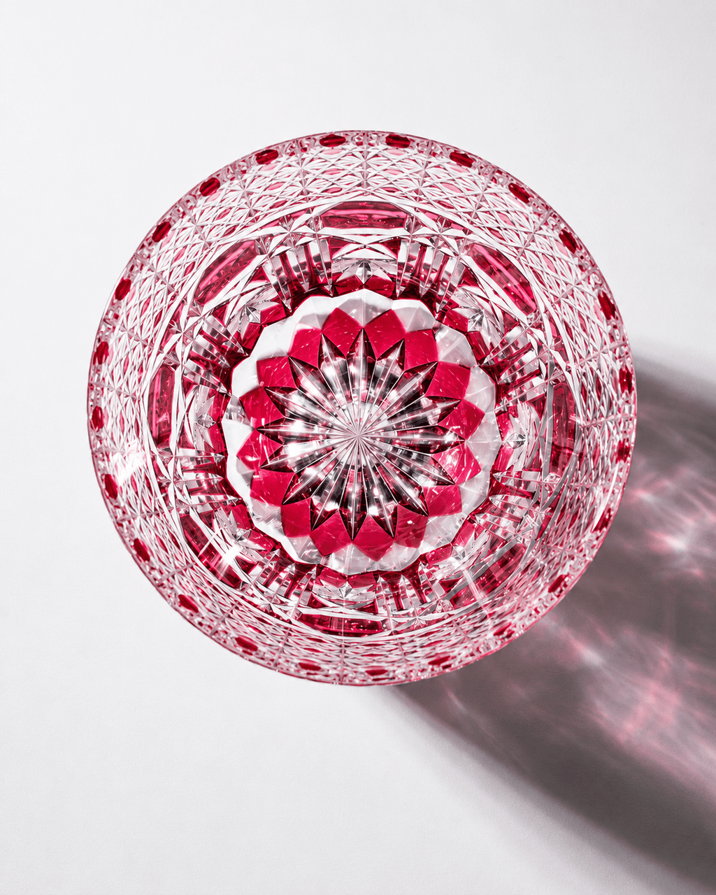 Edo Kiriko Handcrafted Rose Fluorite Whisky Glass With Leather Box