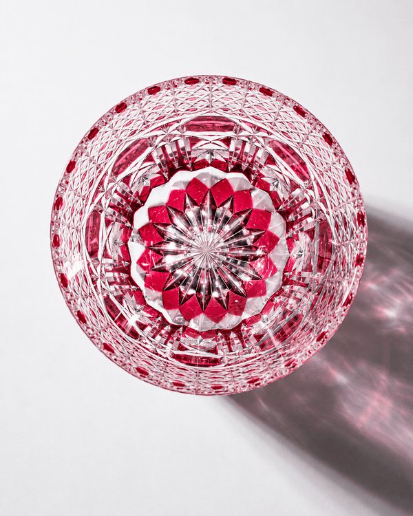 Edo Kiriko Handcrafted Rose Fluorite Whisky Glass With Leather Box