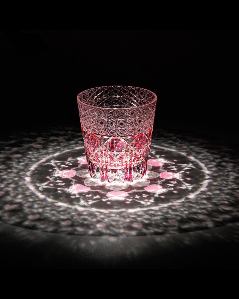 Edo Kiriko Handcrafted Rose Fluorite Whisky Glass With Leather Box