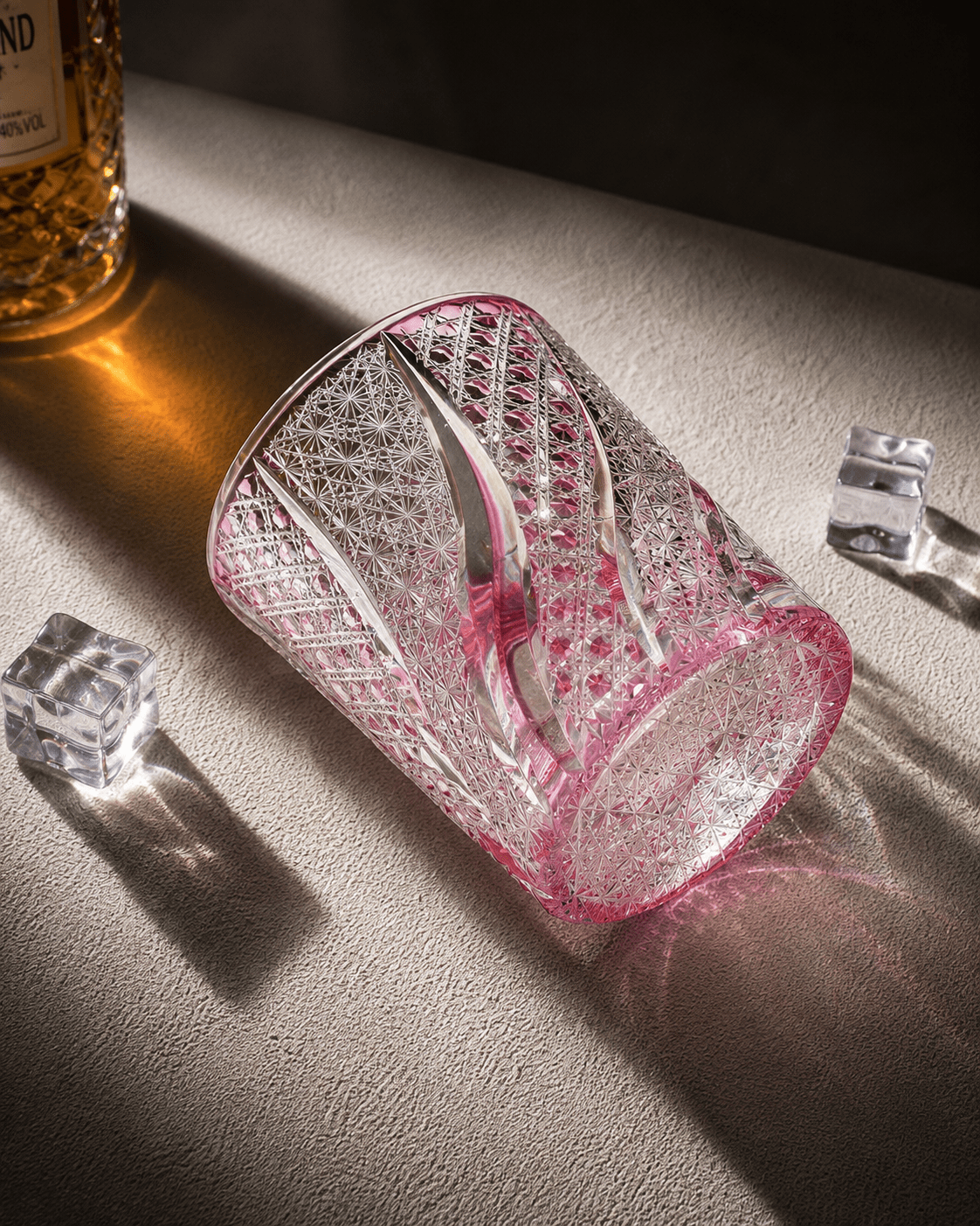 Edo Kiriko Handcrafted Lucky Koi Whisky Glass with Leather Box