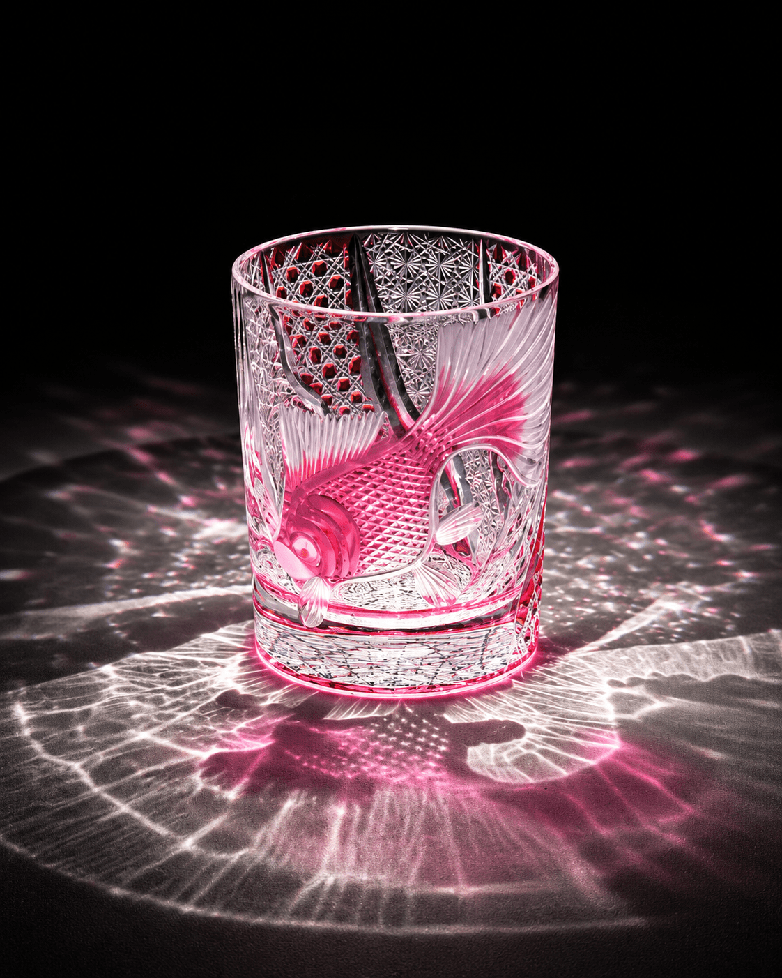 Edo Kiriko Handcrafted Lucky Koi Whisky Glass with Leather Box Secondary image