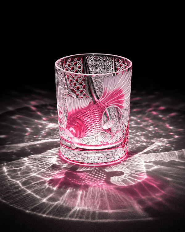 Edo Kiriko Handcrafted Lucky Koi Whisky Glass with Leather Box