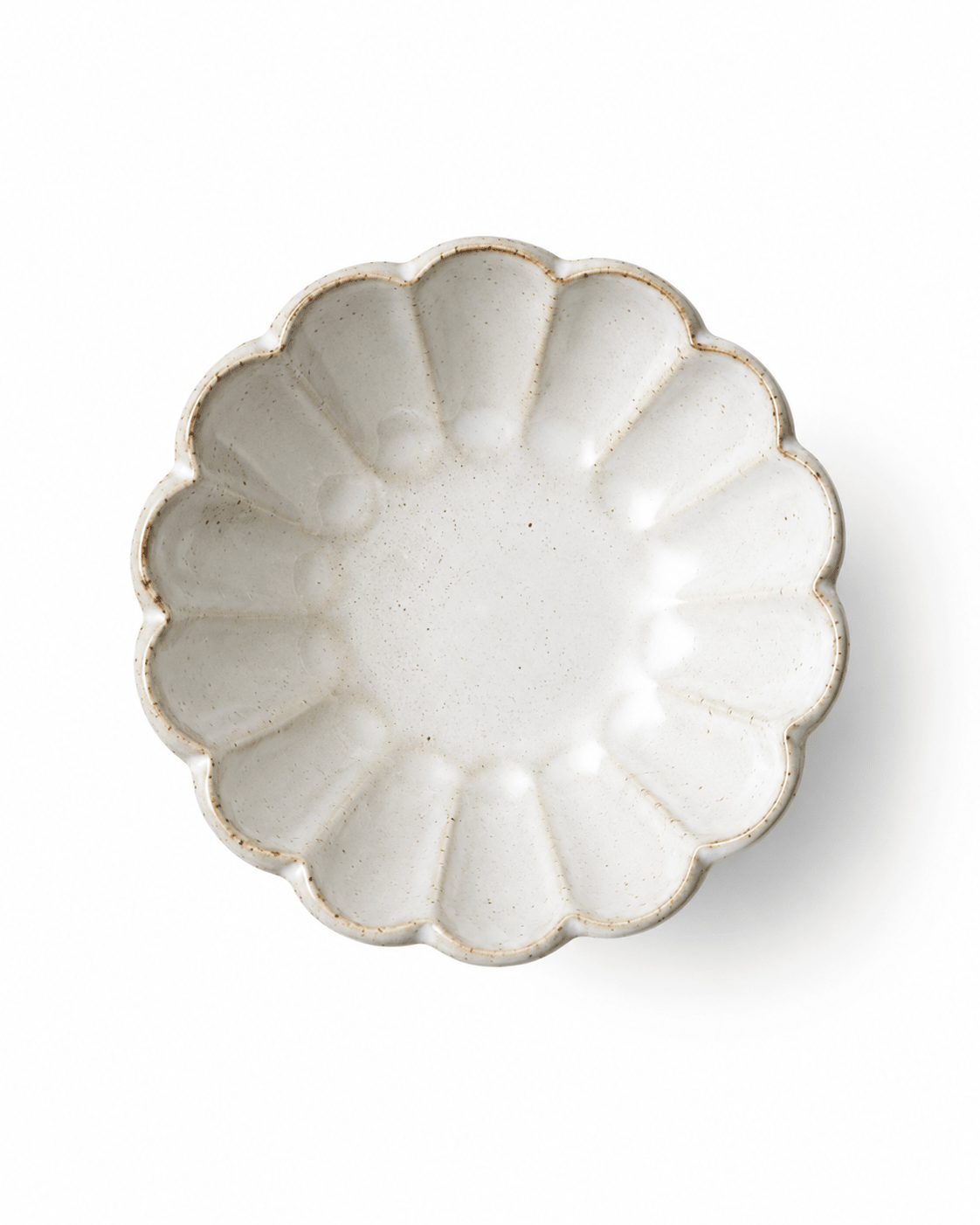 Handmade White Speckled Scalloped Ceramic Flower Bowl Secondary image